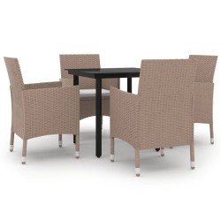 Ensemble à manger de jardin coussins 5 pcs Résine tressée Verre 567997567997