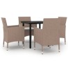 Ensemble à manger de jardin coussins 5 pcs Résine tressée Verre 567997567997