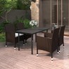 Ensemble à manger de jardin coussins 5 pcs Résine tressée Verre 568000568000