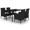 Ensemble à manger de jardin coussins 5 pcs Résine tressée Verre 568001568001