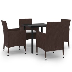 Ensemble à manger de jardin coussins 5 pcs Résine tressée Verre 568002568002