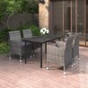Ensemble à manger de jardin coussins 5 pcs Résine tressée Verre 568004568004