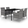 Ensemble à manger de jardin coussins 5 pcs Résine tressée Verre 568004568004