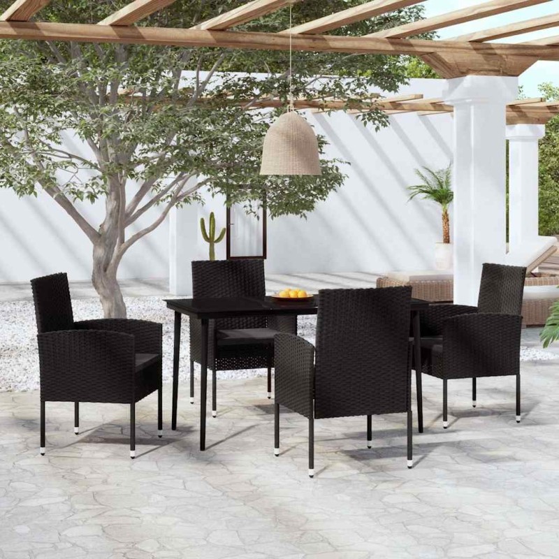 Ensemble à manger de jardin 5 pcs Noir 568005568005