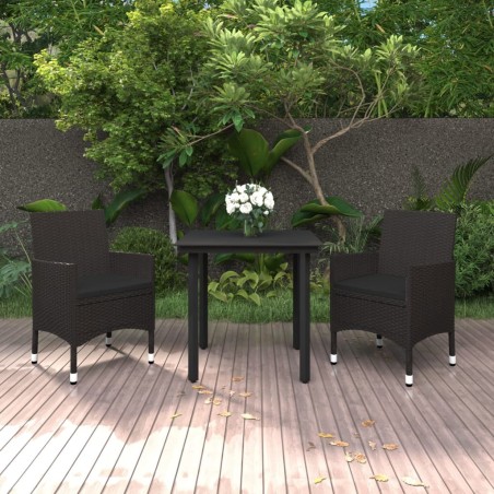Ensemble à manger de jardin coussins 3 pcs Résine tressée Verre 568006568006