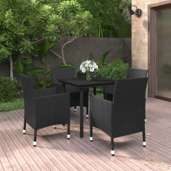 Ensemble à manger de jardin coussins 5 pcs Résine tressée Verre 568007568007