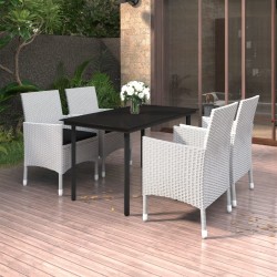 Ensemble à manger de jardin coussins 5 pcs Résine tressée Verre 568008568008