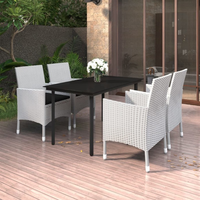 Ensemble à manger de jardin coussins 5 pcs Résine tressée Verre 568008568008