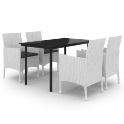 Ensemble à manger de jardin coussins 5 pcs Résine tressée Verre 568008568008