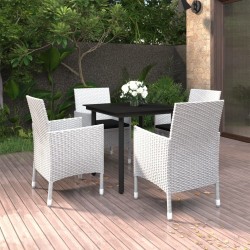 Ensemble à manger de jardin coussins 5 pcs Résine tressée Verre 568009568009
