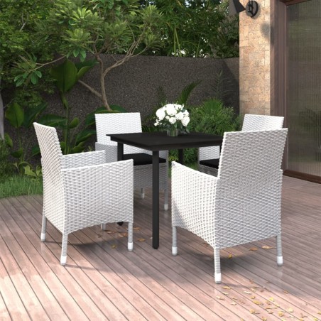 Ensemble à manger de jardin coussins 5 pcs Résine tressée Verre 568009568009