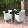 Ensemble à manger de jardin coussins 5 pcs Résine tressée Verre 568009568009