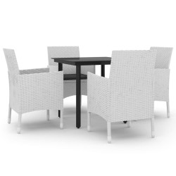 Ensemble à manger de jardin coussins 5 pcs Résine tressée Verre 568009568009