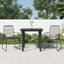 Ensemble à manger de jardin 3 pcs noir rotin PVC 568012568012