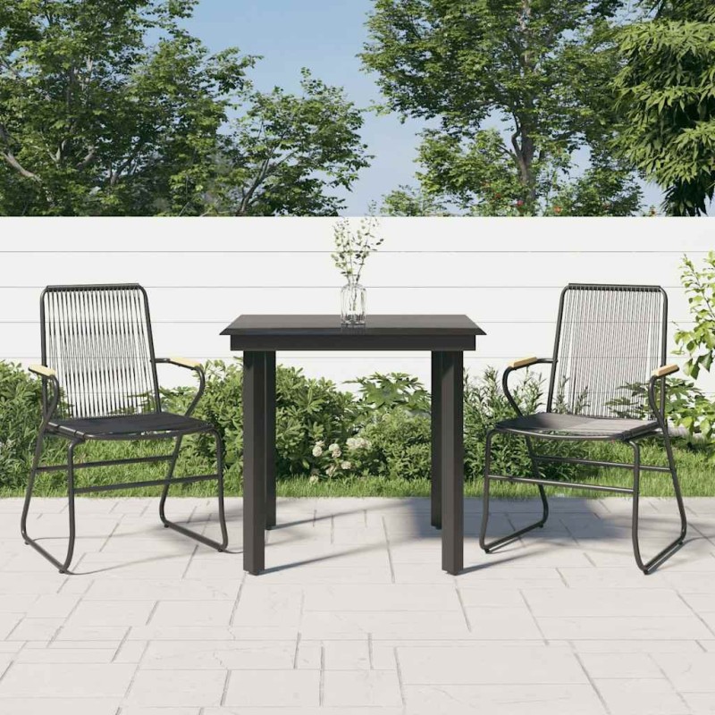 Ensemble à manger de jardin 3 pcs noir rotin PVC 568012568012