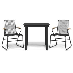 Ensemble à manger de jardin 3 pcs noir rotin PVC 568012568012