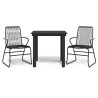 Ensemble à manger de jardin 3 pcs noir rotin PVC 568012568012