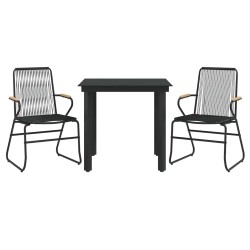 Ensemble à manger de jardin 3 pcs noir rotin PVC 568012568012