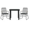 Ensemble à manger de jardin 3 pcs noir rotin PVC 568012568012
