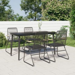 Ensemble à manger de jardin 5 pcs Noir Rotin PVC 568013568013