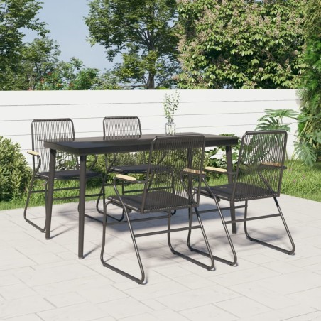 Ensemble à manger de jardin 5 pcs Noir Rotin PVC 568013568013