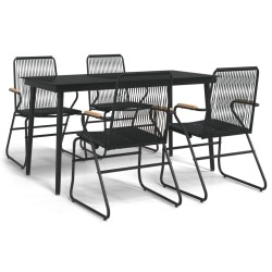 Ensemble à manger de jardin 5 pcs Noir Rotin PVC 568013568013