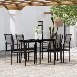 Ensemble à manger de jardin 7 pcs Noir 568015568015