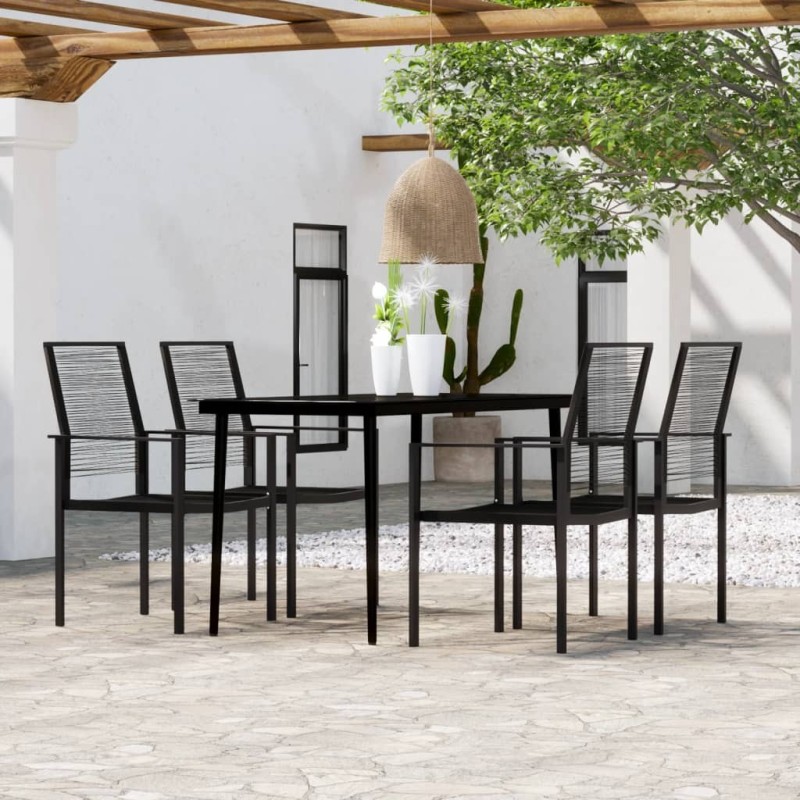 Ensemble à manger de jardin 5 pcs Noir 568016568016