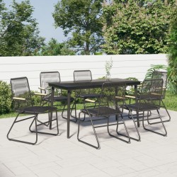 Ensemble à manger de jardin 7 pcs Noir Rotin PVC 568017568017
