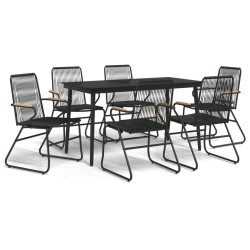 Ensemble à manger de jardin 7 pcs Noir Rotin PVC 568017568017