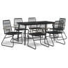 Ensemble à manger de jardin 7 pcs Noir Rotin PVC 568017568017
