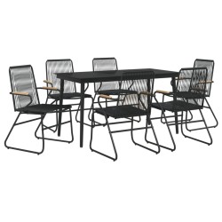 Ensemble à manger de jardin 7 pcs Noir Rotin PVC 568017568017