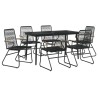 Ensemble à manger de jardin 7 pcs Noir Rotin PVC 568017568017