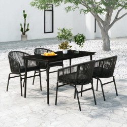 Ensemble à manger de jardin 5 pcs Noir 568018568018