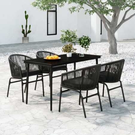Ensemble à manger de jardin 5 pcs Noir 568018568018