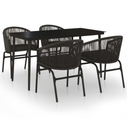 Ensemble à manger de jardin 5 pcs Noir 568018568018