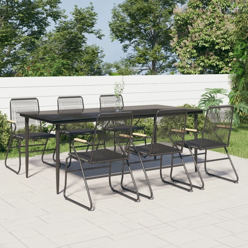 Ensemble à manger de jardin 7 pcs Noir Rotin PVC 568019568019