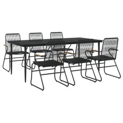 Ensemble à manger de jardin 7 pcs Noir Rotin PVC 568019568019