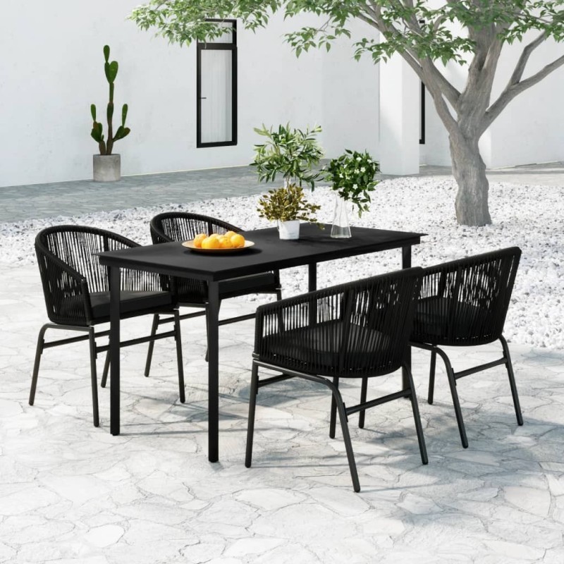 Ensemble à manger de jardin 5 pcs Noir 568023568023