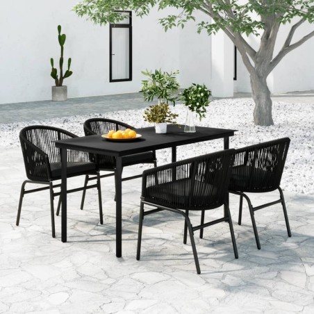 Ensemble à manger de jardin 5 pcs Noir 568023568023