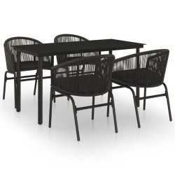 Ensemble à manger de jardin 5 pcs Noir 568023568023