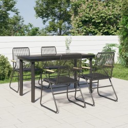 Ensemble à manger de jardin 5 pcs Noir Rotin PVC 568024568024