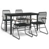 Ensemble à manger de jardin 5 pcs Noir Rotin PVC 568024568024