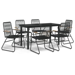 Ensemble à manger de jardin 7 pcs Noir Rotin PVC 568025568025