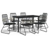 Ensemble à manger de jardin 7 pcs Noir Rotin PVC 568025568025