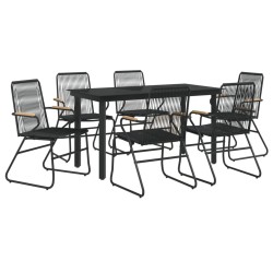 Ensemble à manger de jardin 7 pcs Noir Rotin PVC 568025568025