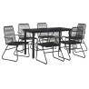 Ensemble à manger de jardin 7 pcs Noir Rotin PVC 568025568025