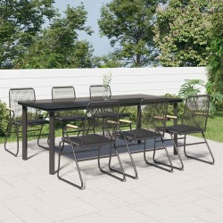 Ensemble à manger de jardin 7 pcs Noir Rotin PVC 568026568026