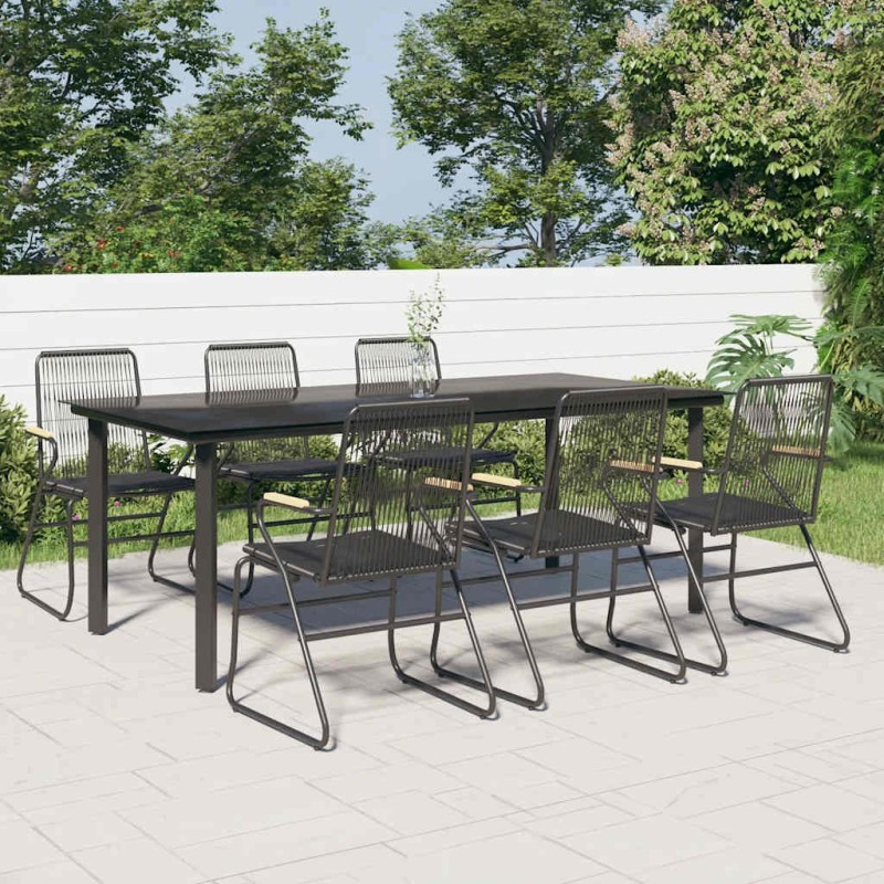 Ensemble à manger de jardin 7 pcs Noir Rotin PVC 568026568026