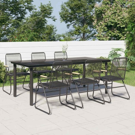 Ensemble à manger de jardin 7 pcs Noir Rotin PVC 568026568026